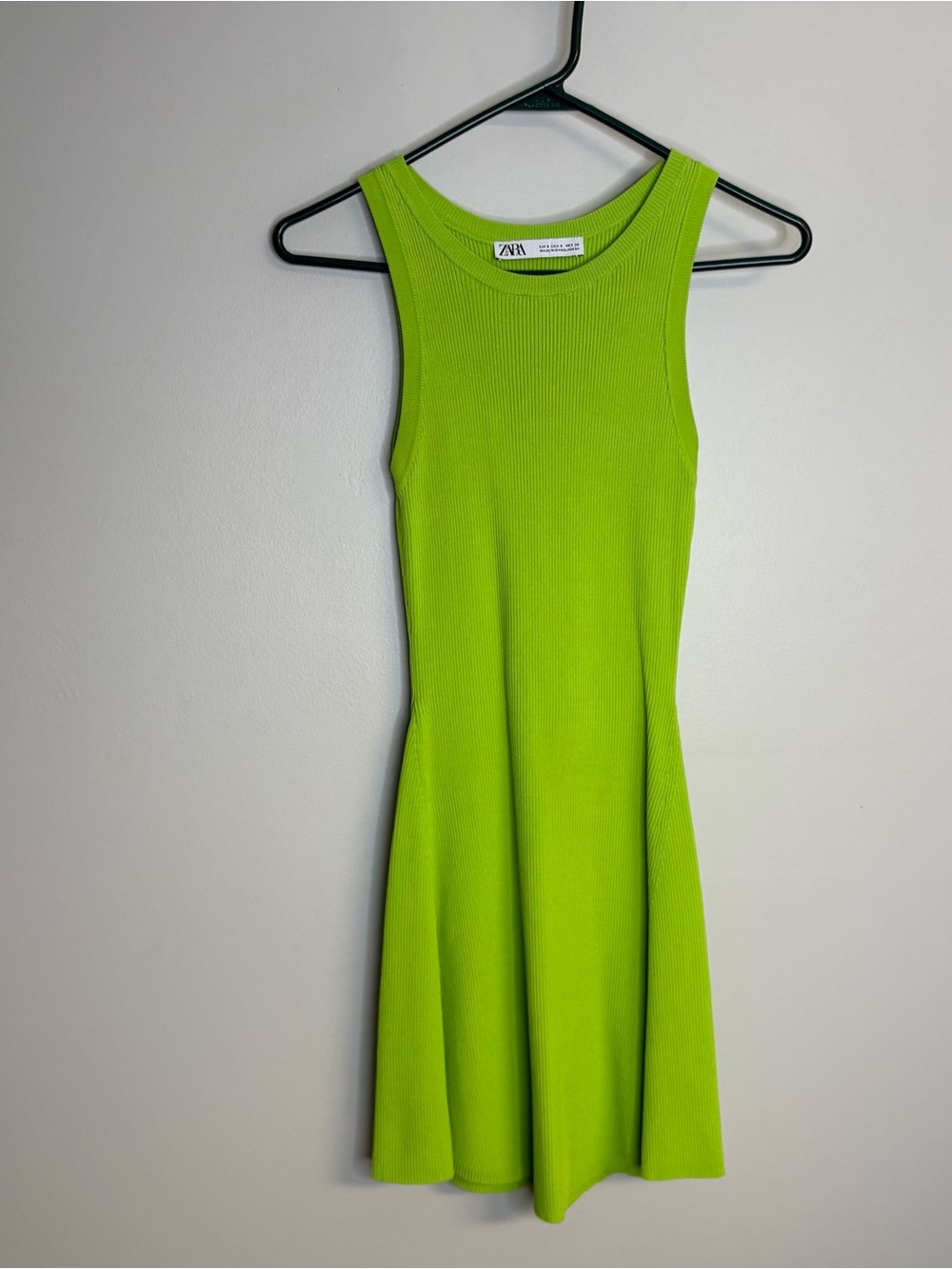 Zara Bright Lime Ribbed Tank Dress